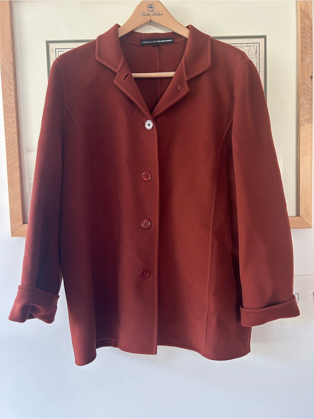 Linda Allard Ellen Tracy Women's Rust Single-Breasted Pea Coat